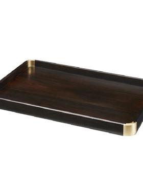 黑檀嵌铜长方形中式风收藏托盘