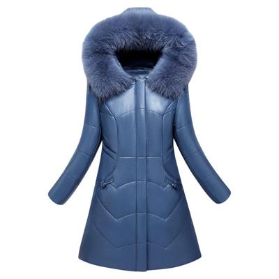 真皮羽绒服女中长款妈妈皮衣外套