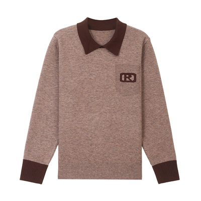 恒源祥羊毛翻领宽松遮肚女毛衣