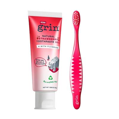 grin儿童牙膏牙刷套装含氟防蛀牙