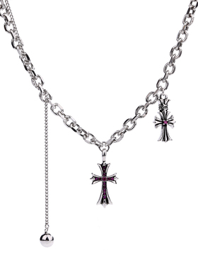 个性复古十字花纹吊坠男小众设计