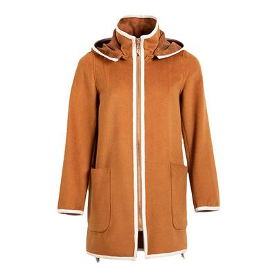 FUFEN福芬新款秋冬中长款毛呢外套简约舒适连帽大衣DY-13843