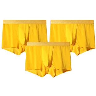 真维斯夏季薄款男士内裤男生冰丝金黄色平角透气无痕男款四角短裤