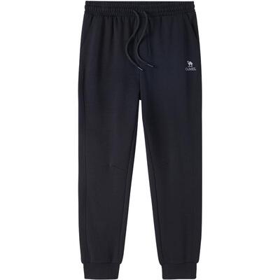 骆驼男装卫裤男款2025春夏户外运动修身宽松黑色百搭弹力束脚长裤