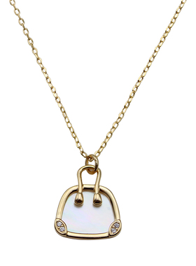 起来白母贝包包造型通体镶钻项链