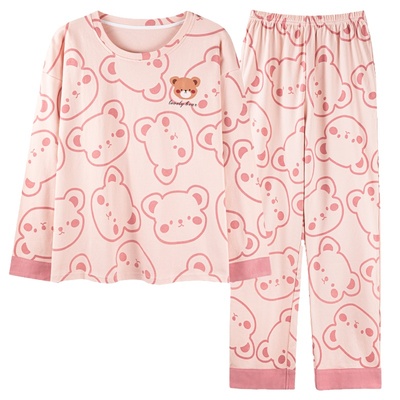 芬腾正品春秋季女长袖纯棉家居服