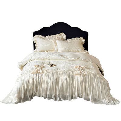 法式长绒棉提花蕾丝边四件套