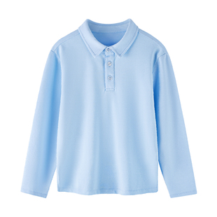 euv 男童polo衫儿童长袖t恤女童带领春装上衣中大童灰色校服衬衣