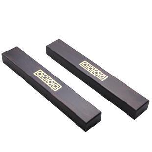 红木镶铜镇纸紫光檀书镇黑檀木镇尺木镇子文房四宝书法用品礼盒装