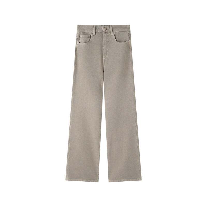 小禾【招牌裤】棉氨纶混纺美式古感垂感酵素洗高腰显瘦直筒牛仔裤