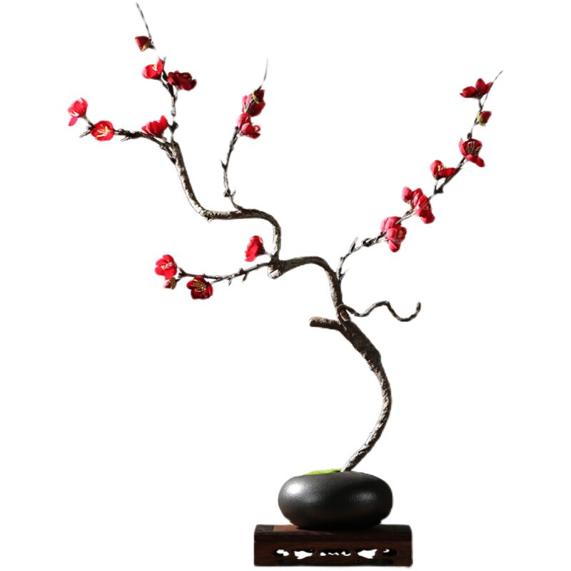 仿真腊梅中式禅意陶瓷花瓶摆件