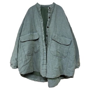 沉香布衣草堂原创衣路走来棉服复古小立领色织亚麻薄棉Y25s01022