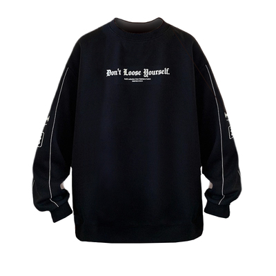 春秋季圆领卫衣2025新款时尚潮牌宽松舒适休闲长袖t恤男印花上衣