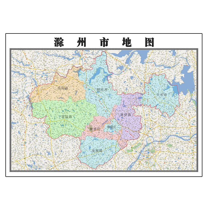 宣州区折叠版地图1.15m安徽省宣城市入户门装饰画客厅墙贴新款