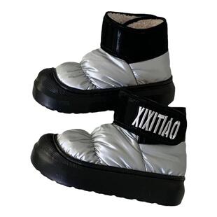 细细条 潮酷拼色街头风棉鞋冬百搭保暖防水羽绒布魔术贴雪地靴女