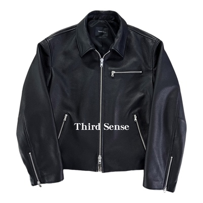 羊皮鹿纹拉链翻领皮衣