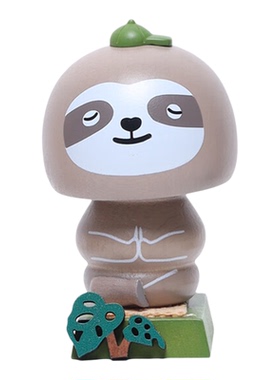 森活木趣熊猫木质弹簧摇头晃脑桌面中控车载摆件装饰品送新年礼物