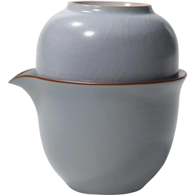 三勤堂汝窑陶瓷便携套组快客杯