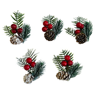 松果浆果铃铛蝴蝶结吊饰小配件假花圣诞节礼盒包装布置氛围装饰