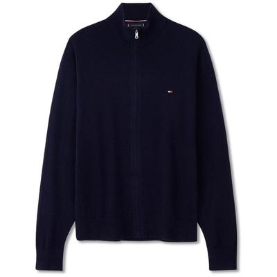Tommy男棉羊绒混纺净色针织开衫