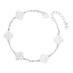 卡帕司 999纯银手链女款设计感碎冰冰爆闪手链四叶草五花手饰礼物