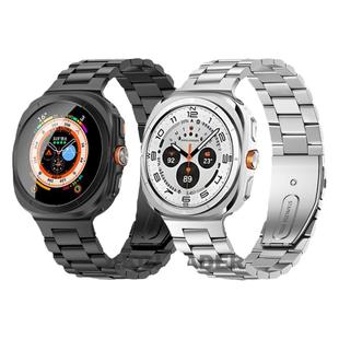 AKGLEADER精钢蝴蝶扣手表带适用三星Watch 7/8 Ultra手表表带40/44/43/47mm不锈钢8classic替换带潮牌腕带