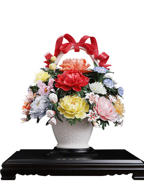 【非遗瓷花】陶瓷大花篮摆件礼品