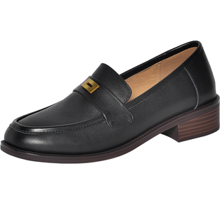 REEMOOR睿慕羊皮棕色商务乐福鞋皮鞋跟高3.5cm