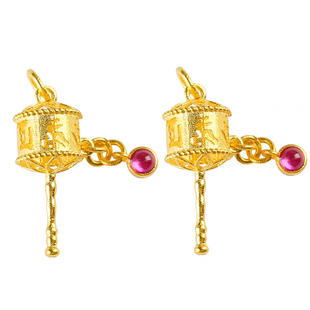 纯18K金滴溜古法黄金莲蓬铃铛葫芦吊坠挂坠手工diy手链绳串珠配件