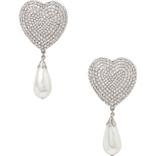 【38开门红】ALESSANDRA RICH女士人造珍珠银色夹扣式耳环