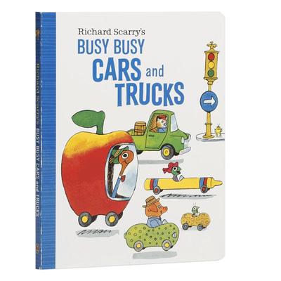 英文原版 Richard Scarry's Busy Busy Cars and Trucks 忙碌的汽车和卡车 儿童启蒙英语绘本读物 0-3岁 亲子互动共读书籍进口正版