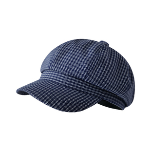 Himade夏季蓝色条纹八角帽子女生韩系百搭画家贝雷帽显脸小报童帽