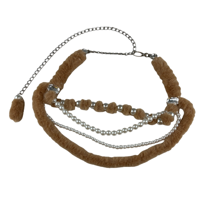 珍珠腰带女装饰辣妹毛毛腰链配饰