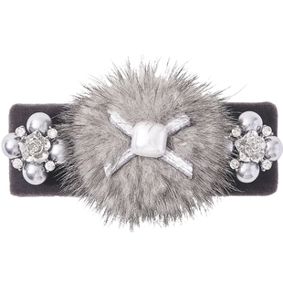 兰诺毛绒珍珠花朵发夹女2026秋冬新款高端侧边夹前额刘海夹一字夹