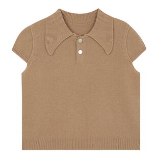 海尔曼斯26支2股粗纺羊毛针织衫短袖修饰手臂显瘦气质D4903D41