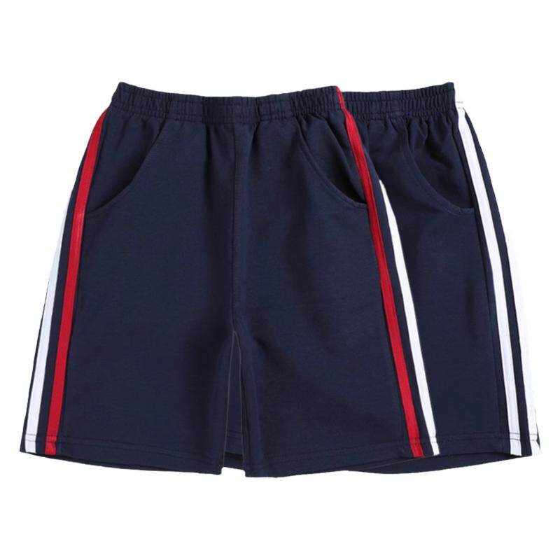 小学生夏季校服短裤藏青色女童藏蓝色纯棉初中校服短裤男童一条杠