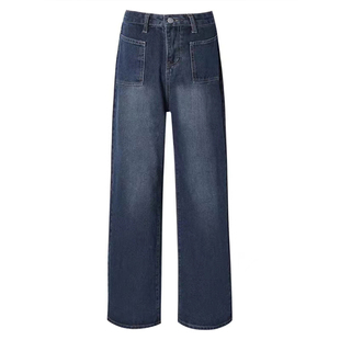 胖mm大码女装2026春季新款牛仔裤女美式复古阔腿女裤梨形直筒裤子