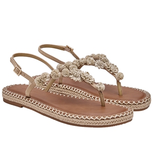 CHARLES&KEITH26夏新款CK1-70580296编织花朵夹趾渔夫凉鞋沙滩鞋