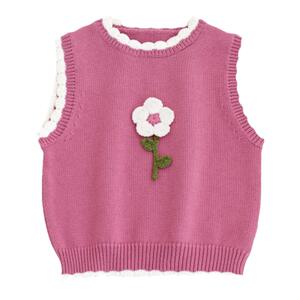 YOUGE幼歌 女宝宝森系甜美娃娃领衬衫儿童温暖花朵毛衣马甲套装潮