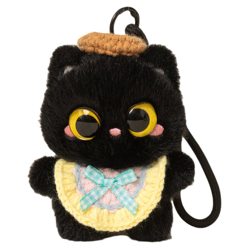 赛特嘟嘟围兜小黑猫毛绒玩具背包挂饰公仔发声挂件玩偶女生日礼物