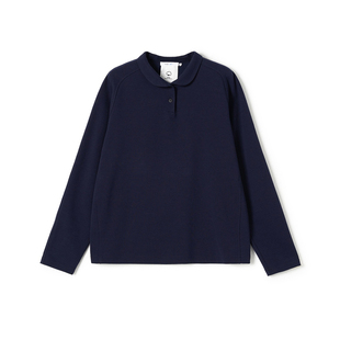 klee klee2026早春新款女装环保棉小翻领直身针织卫衣K0261HO01