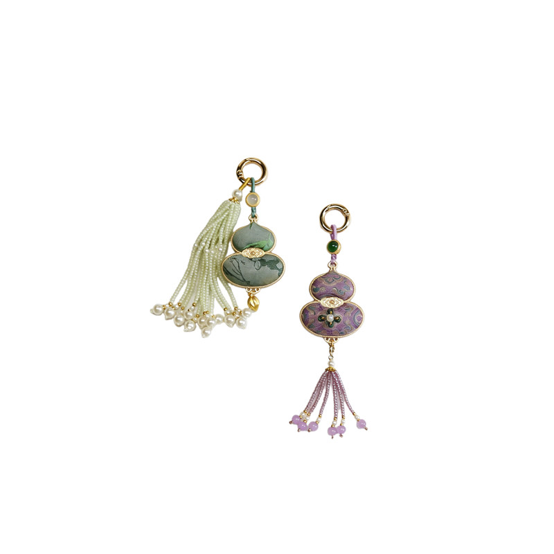 真丝宋锦双面葫芦手机钥匙扣