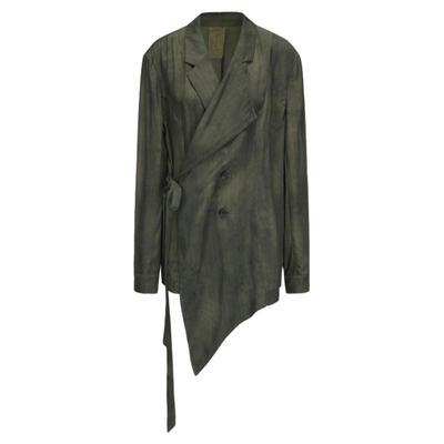 Elywood苔藓绿不规则绑带西装