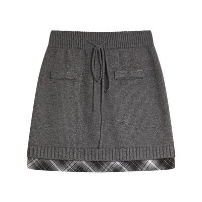 ELLE法式格纹拼接高智感半身裙