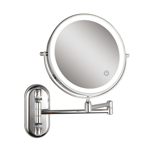 浴室吸盘化妆镜壁挂免打孔折叠带灯镜子卫生间双面led梳妆镜伸缩