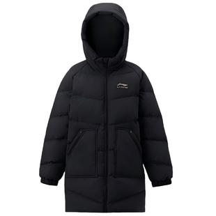 李宁儿童男童中长款羽绒服防风保暖2026冬季休闲舒适简约连帽外套