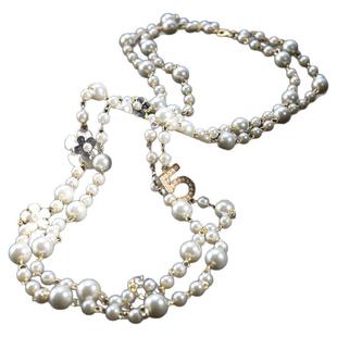 长款项链女韩版时尚5字小香风多层珍珠装饰链春夏百搭挂件配饰品