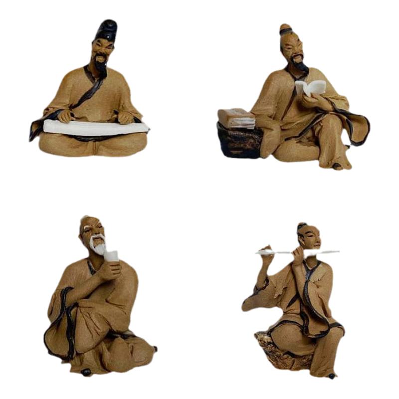 摆件弹琴人物盆景微型陶瓷装饰品