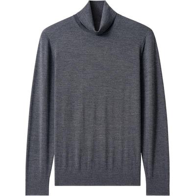 抗起球，男士高领羊毛衫。