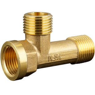 4分黄铜加长三通全外丝内外延长接头热水器角阀一进二出水管配件